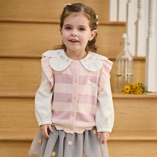 Dave&Bella Toddler Girls Pink Purple Striped Comfortable Cotton Sleeveless Vests