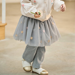 Dave&Bella Toddler Girls Fashion Light Grey/White Mesh Dress-style Pants