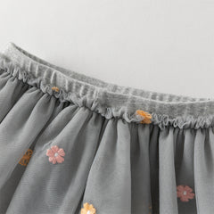 Dave&Bella Toddler Girls Fashion Light Grey/White Mesh Dress-style Pants