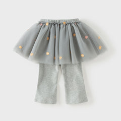Dave&Bella Toddler Girls Fashion Light Grey/White Mesh Dress-style Pants
