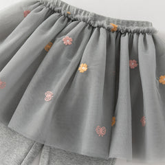 Dave&Bella Toddler Girls Fashion Light Grey/White Mesh Dress-style Pants