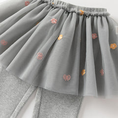 Dave&Bella Toddler Girls Fashion Light Grey/White Mesh Dress-style Pants