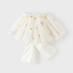 Dave&Bella Toddler Girls Fashion Light Grey/White Mesh Dress-style Pants