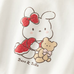 Dave&Bella Toddler Girls Versatile White Long Sleeve Rabbit Print Sweatshirts Tops