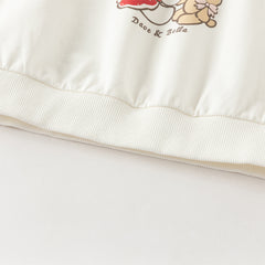 Dave&Bella Toddler Girls Versatile White Long Sleeve Rabbit Print Sweatshirts Tops