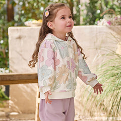 Dave&Bella Toddler Girls/Boys Outdoor Cute Print Long Sleeve Hooded Top Pant Suits