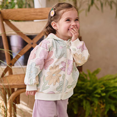 Dave&Bella Toddler Girls/Boys Outdoor Cute Print Long Sleeve Hooded Top Pant Suits