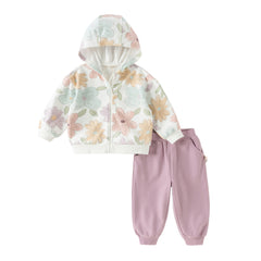 Dave&Bella Toddler Girls/Boys Outdoor Cute Print Long Sleeve Hooded Top Pant Suits