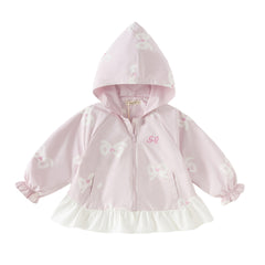Dave&Bella Toddler Girls Cute Purple Pink Bow Print Outwear Hooded Jackets