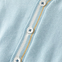 Dave&Belle Toddler Boys Gentle Blue V-neck Cotton Soft Sweater Cardigans Tops
