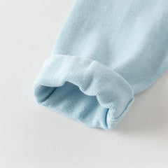 Dave&Belle Toddler Boys Gentle Blue V-neck Cotton Soft Sweater Cardigans Tops