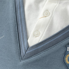 Dave&Bella Toddler Boys Blue Long Sleeve Gentlemen Fake-two-piece Top Pant Suits