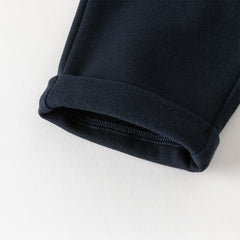 Dave&Bella Toddler Boys Blue Long Sleeve Gentlemen Fake-two-piece Top Pant Suits