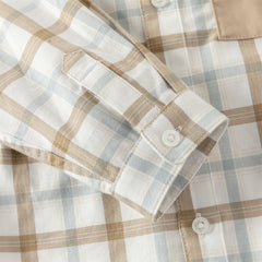 Dave&Bella Toddler Boys Casual Khaki Plaid Long Sleeve Soft Cotton Shirt Tops