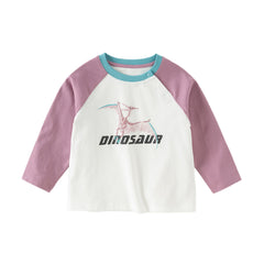 Dave&Bella Toddler Boys Purple/Blue Dinosaur Long Sleeve Lightweight Cotton T-shirt Tops