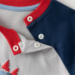 Dave&Bella Toddler Boys Purple/Blue Dinosaur Long Sleeve Lightweight Cotton T-shirt Tops