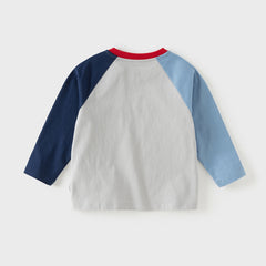 Dave&Bella Toddler Boys Purple/Blue Dinosaur Long Sleeve Lightweight Cotton T-shirt Tops