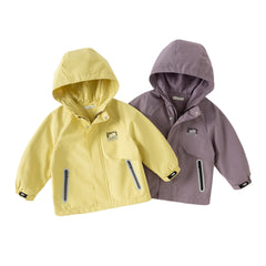 Dave&Bella Kids Boys Purple Yellow Outdoor Waterproof Hooded Lightweight Jackets