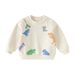 Dave&Bella Toddler Boys Beige/Blue Playful Print Versatile Casual Sweatshirts