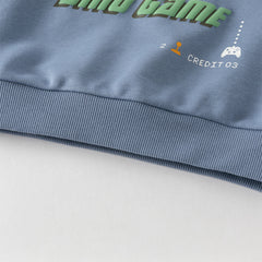 Dave&Bella Toddler Boys Beige/Blue Playful Print Versatile Casual Sweatshirts