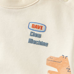 Dave&Bella Toddler Boys Beige/Blue Playful Print Versatile Casual Sweatshirts