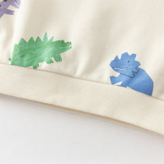 Dave&Bella Toddler Boys Beige/Blue Playful Print Versatile Casual Sweatshirts