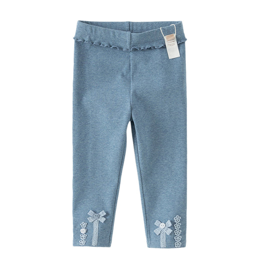 Dave&Bella Toddler Girls Fashion Denim Blue/Beige Stretchable Leggings