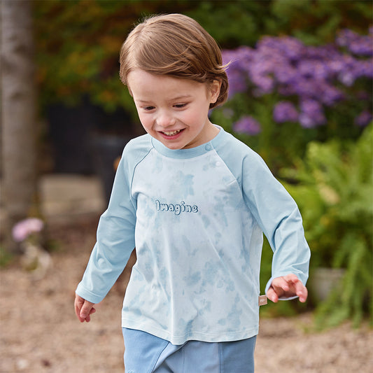 Dave&Bella Kids Boys Cute Blue Long Sleeve Lightweight T-shirts