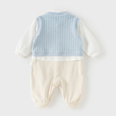 Dave&Bella Baby Boys Blue Turtle Long Sleeve Comfortable Soft Rompers