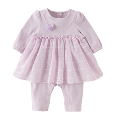 Dave&Bella Baby Girls Purple Long Sleeve Soft Elegant Mesh Rompers