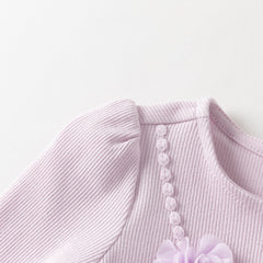 Dave&Bella Baby Girls Purple Long Sleeve Soft Elegant Mesh Rompers
