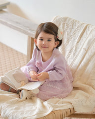 Dave&Bella Baby Girls Purple Long Sleeve Soft Elegant Mesh Rompers