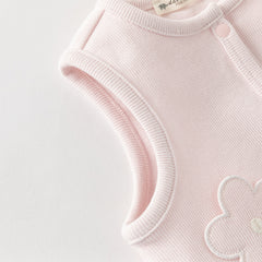 Dave&Bella Baby Girls Pink Floral Long Sleeve Two-piece Indoor Soft Cotton Rompers