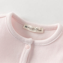 Dave&Bella Baby Girls Pink Floral Long Sleeve Two-piece Indoor Soft Cotton Rompers