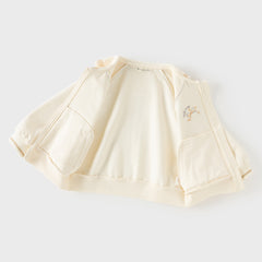 Dave&Bella Toddler Girls Beige Preppy-Style Sailor Collar Cozy Pant Suits