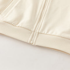 Dave&Bella Toddler Girls Beige Preppy-Style Sailor Collar Cozy Pant Suits