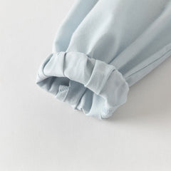 Dave&Bella Toddler Girls Light Blue Doll Collar Long Sleeve College-style Top Skirt Suits