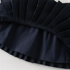 Dave&Bella Toddler Girls Light Blue Doll Collar Long Sleeve College-style Top Skirt Suits