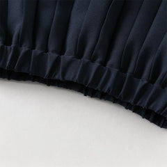 Dave&Bella Toddler Girls Light Blue Doll Collar Long Sleeve College-style Top Skirt Suits