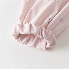 Dave&Bella Toddler Girls Pink/Dark Grey Bow Print Wide Casual Pants