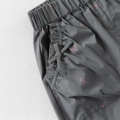 Dave&Bella Toddler Girls Pink/Dark Grey Bow Print Wide Casual Pants