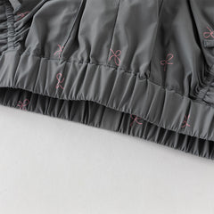 Dave&Bella Toddler Girls Pink/Dark Grey Bow Print Wide Casual Pants