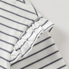 Dave&Bella Toddler Girls Fashion Navy Blue Striped Lightweight Cotton T-shirt Tops