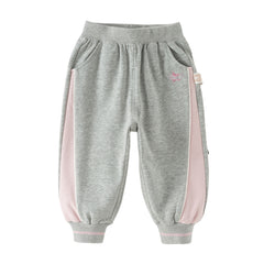 Dave&Bella Toddler Girls Navy Blue/Light Grey Loose Sports Casual Pants