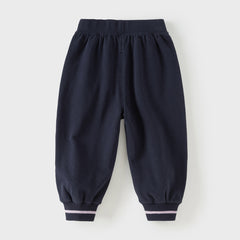 Dave&Bella Toddler Girls Navy Blue/Light Grey Loose Sports Casual Pants