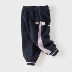 Dave&Bella Toddler Girls Navy Blue/Light Grey Loose Sports Casual Pants