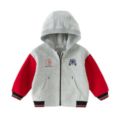 Dave&Bella Toddler Boys Casual Light Grey Outwear Long Sleeve Hooded Jackets