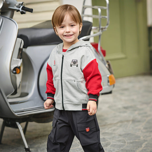 Dave&Bella Toddler Boys Casual Light Grey Outwear Long Sleeve Hooded Jackets