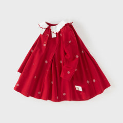 Dave&Bella Toddler Girls Charming Red Soft Long Sleeve Princess A-line Dress