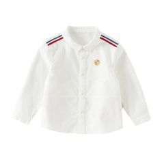 Dave&Bella Kids Boys Beige Turndown Collar Long Sleeve Cotton Shirts Tops